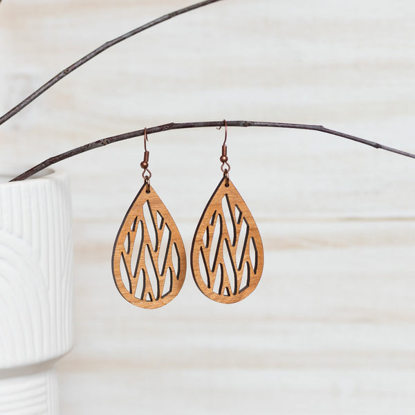 Natural Cherry Branches Teardrop Earring