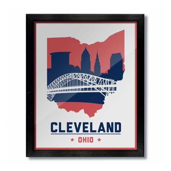 Cleveland Skyline White Blue and Red Print - Celebrate Local, Shop The Best of Ohio