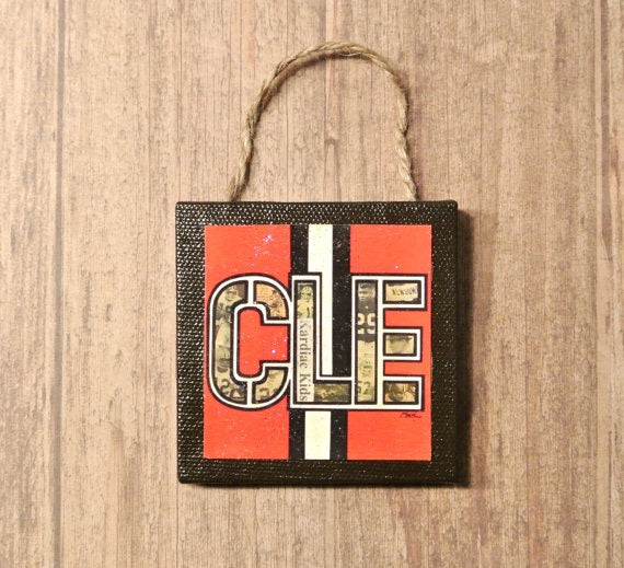 CLE Cleveland Browns Vintage Mini Canvas Ornament - Celebrate Local, Shop The Best of Ohio