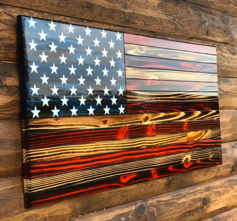 Rustic Wood American Flag Wall Decor