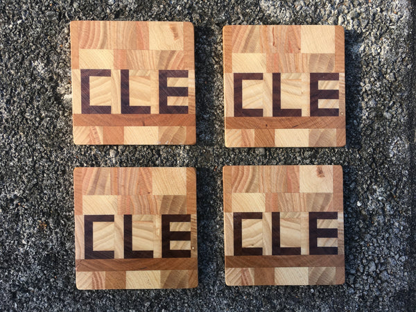 CLE Wood Coasters Set of Four - Celebrate Local, Shop The Best of Ohio