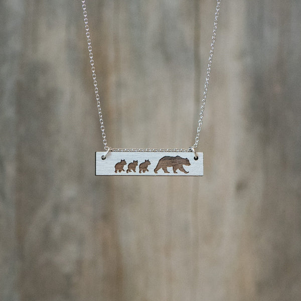 Natural Walnut Bear with Cubs Necklace - Celebrate Local, Shop The Best of Ohio