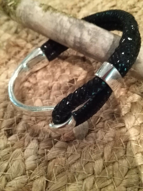 Black Gecko Print Suede Hook Bracelet - Celebrate Local, Shop The Best of Ohio