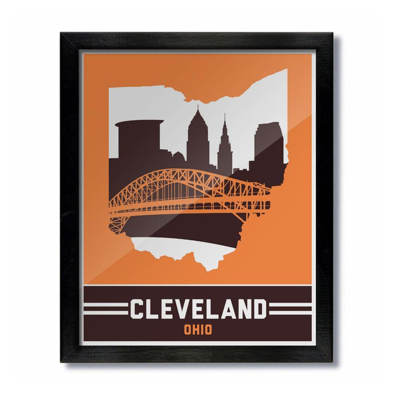 Cleveland Skyline Brown and Orange Print - Celebrate Local, Shop The Best of Ohio