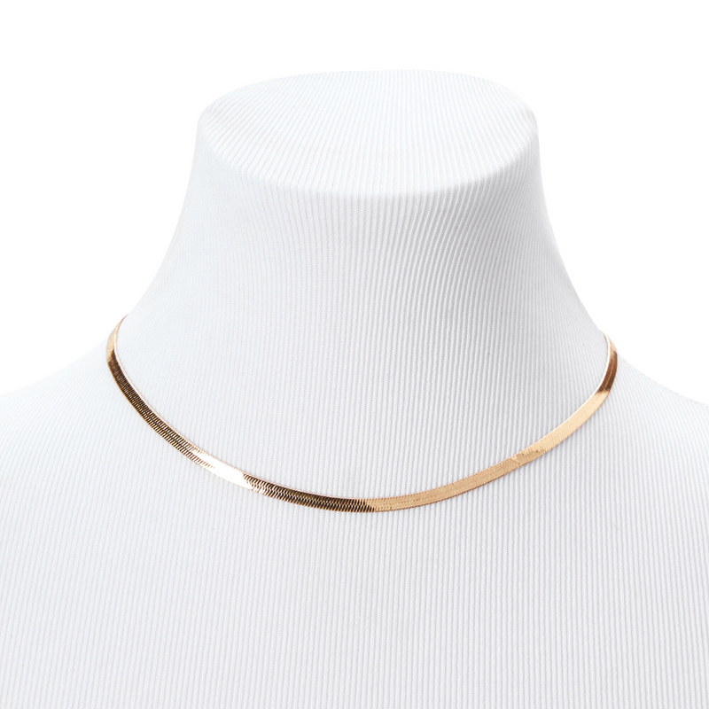 Gold Herringbone Chain 14" Necklace - Metal