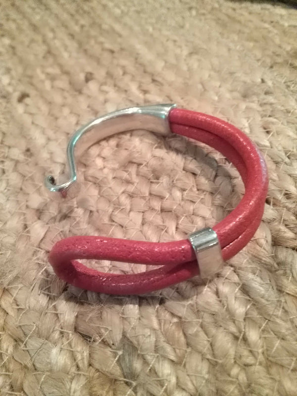Italian Leather and Silver Hook Bracelet Red - Celebrate Local, Shop The Best of Ohio