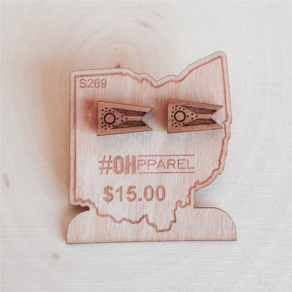 State Of Ohio Flag Earrings - Cherry Wood - Celebrate Local, Shop The Best of Ohio
