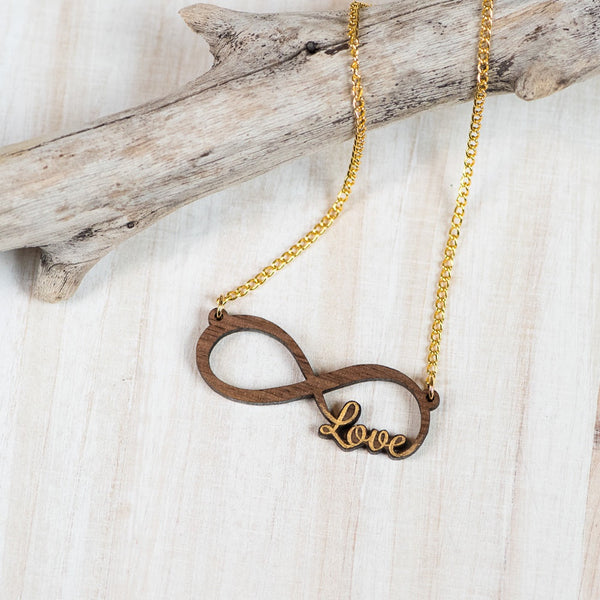 Natural Walnut Infinity Love Necklace