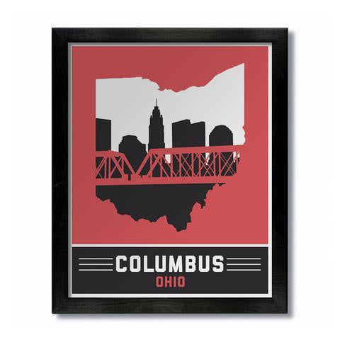 Columbus Skyline Red and Black Print - Celebrate Local, Shop The Best of Ohio