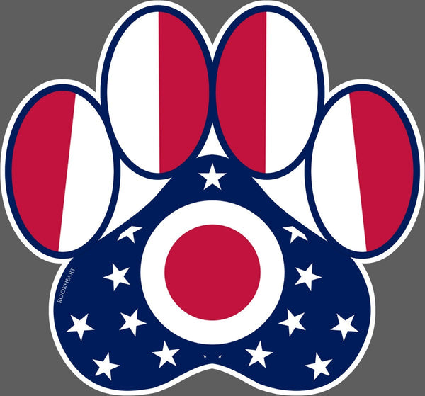 Dog Paw Ohio State Flag Vinyl Decal - Celebrate Local, Shop The Best of Ohio